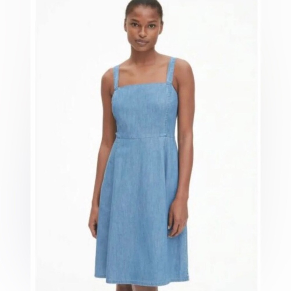 Gap Apron Neck Fit and Flare Denim Dress